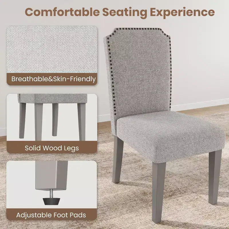 Chaises de salle à manger modernes rembourrées. Chaises de cuisine modernes en tissu tressé pour table à manger. Chaise de salle à manger confortable pour salon de la maison. Gris
