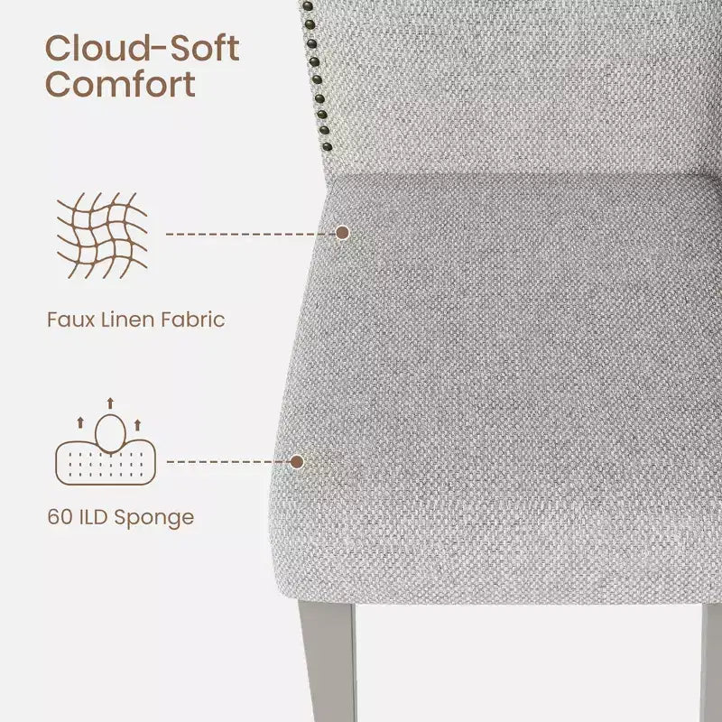 Chaises de salle à manger modernes rembourrées. Chaises de cuisine modernes en tissu tressé pour table à manger. Chaise de salle à manger confortable pour salon de la maison. Gris