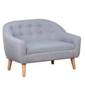 Linen Fabric 2-Seat Kids Sofa Couch with Wood Frame for Ages 3-7 Gray