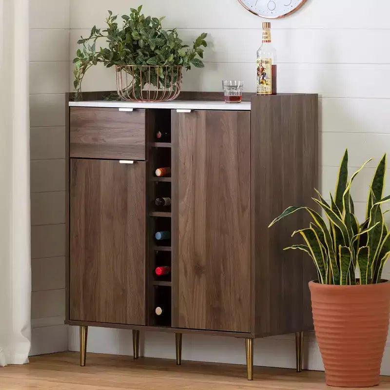 Bahut 2 portes avec rangements Noyer