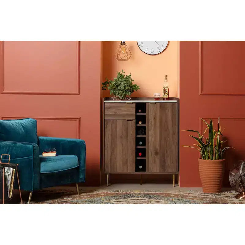 Bahut 2 portes avec rangements Noyer