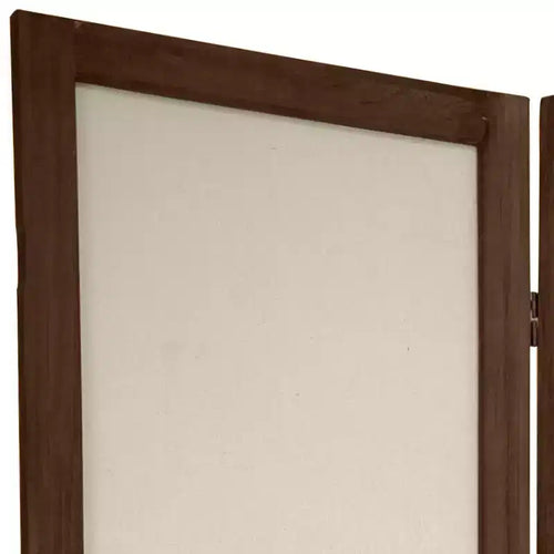 Paravent en tissu à treillis ouvert à 4 panneaux, de 1,68 m de hauteur, couleur marron brûlé - Cadre en bois dur, aucun assemblage requis