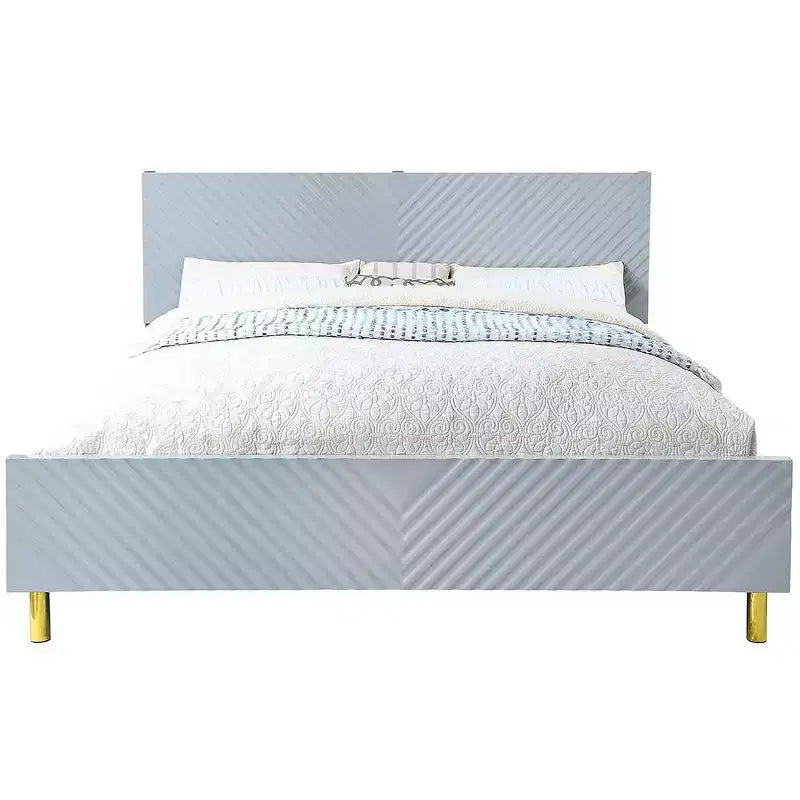 Acme Furniture Queen Gaines Bed Gray High Gloss Finish