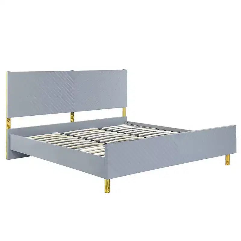 Lit Queen Gaines Gris Haute Brillance