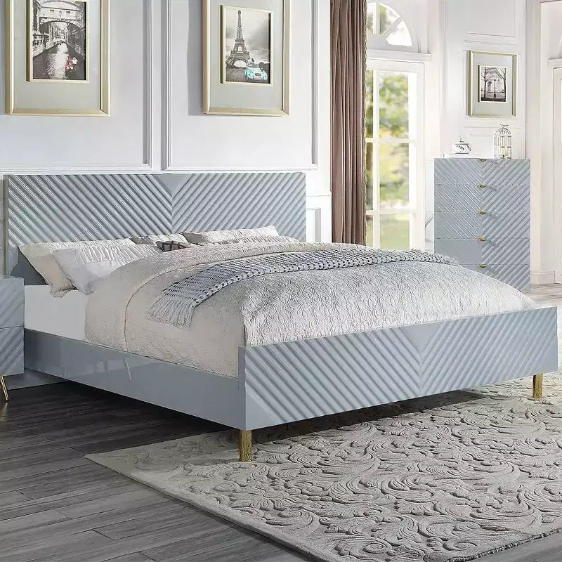 Lit Queen Gaines Gris Haute Brillance