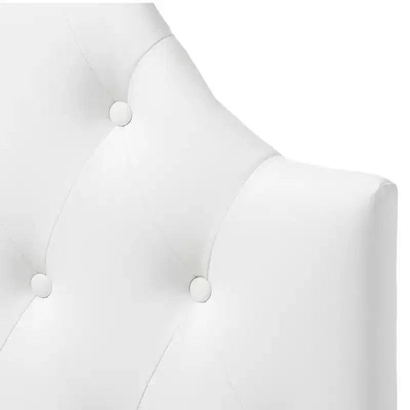 Tête de lit festonnée capitonnée en similicuir Morris, style moderne et contemporain