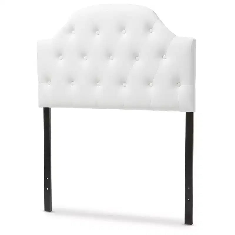 Tête de lit festonnée capitonnée en similicuir Morris, style moderne et contemporain