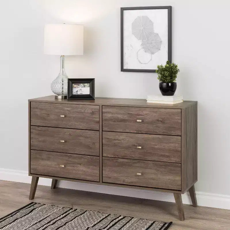 Commode Mid-Century Moderne à 6 tiroirs