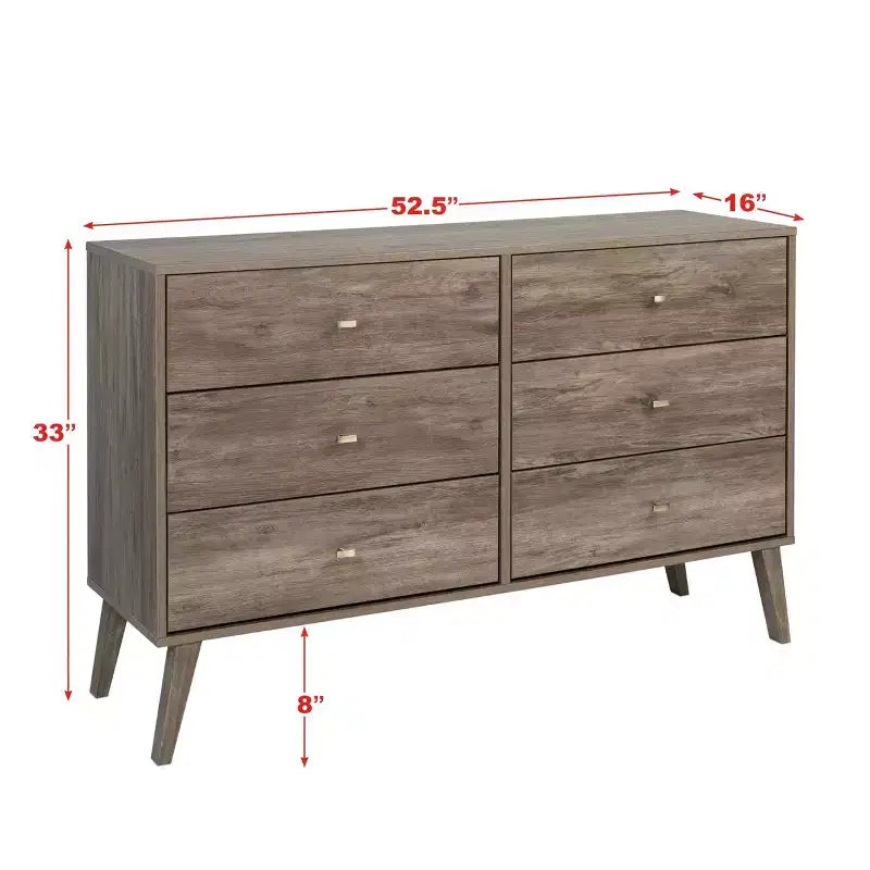 Commode Mid-Century Moderne à 6 tiroirs