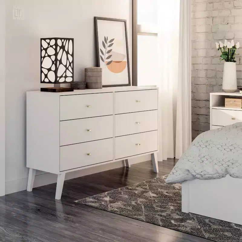 Commode Mid-Century Moderne à 6 tiroirs