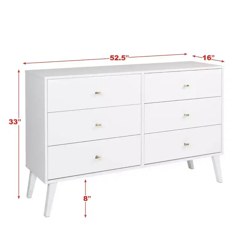 Commode Mid-Century Moderne à 6 tiroirs
