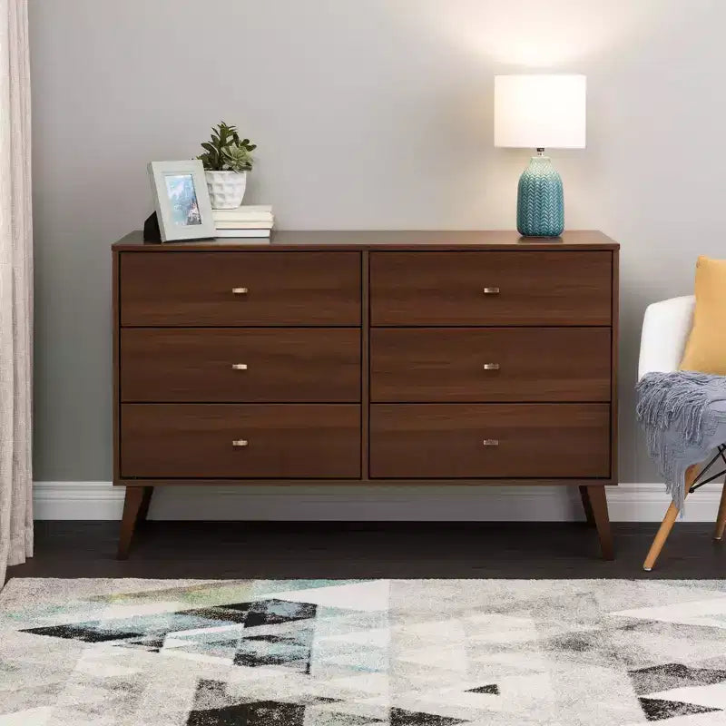 Commode Mid-Century Moderne à 6 tiroirs