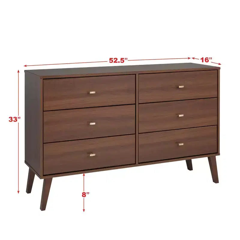 Commode Mid-Century Moderne à 6 tiroirs