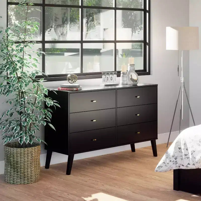 Commode Mid-Century Moderne à 6 tiroirs