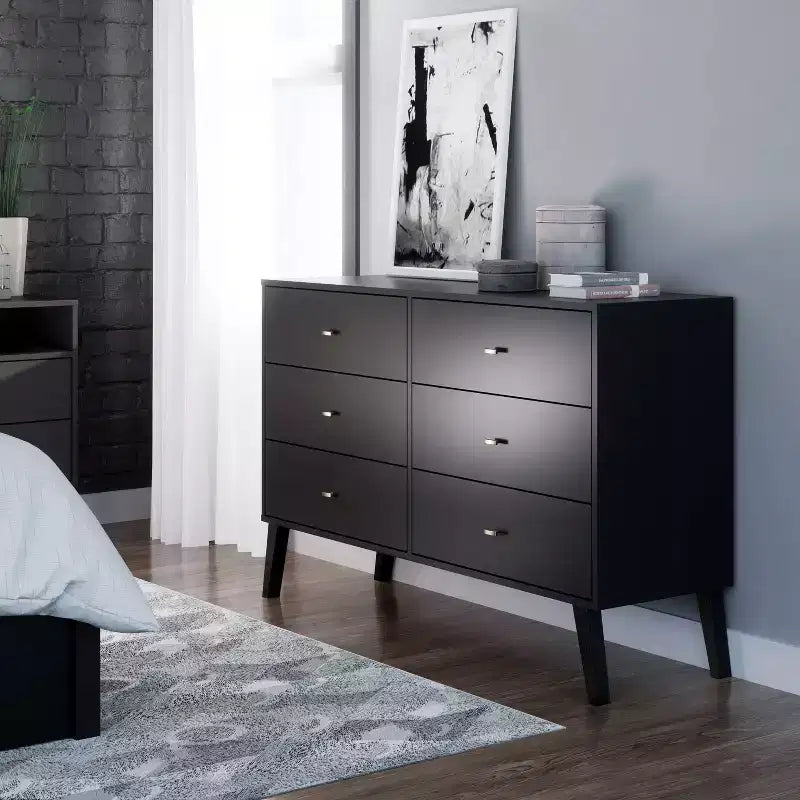 Commode Mid-Century Moderne à 6 tiroirs