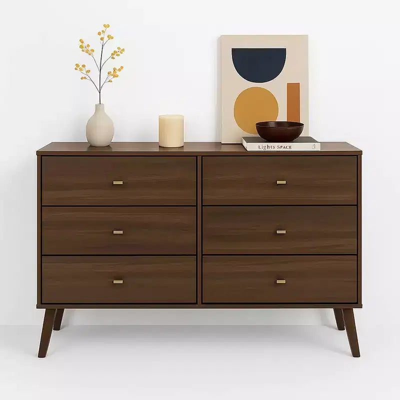 Commode Mid-Century Moderne à 6 tiroirs