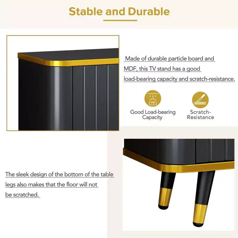 Meuble TV minimaliste de 78,8 po avec étagère de rangement ouverte pour téléviseurs jusqu'à 85 po, console multimédia pratique avec un tiroir et 2 armoires