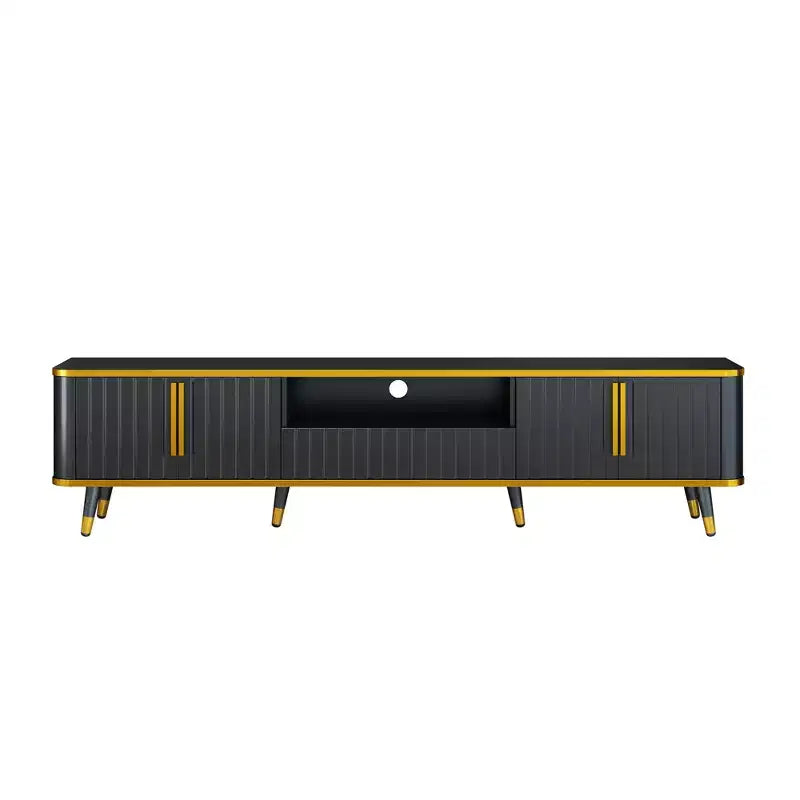 Meuble TV minimaliste de 78,8 po avec étagère de rangement ouverte pour téléviseurs jusqu'à 85 po, console multimédia pratique avec un tiroir et 2 armoires