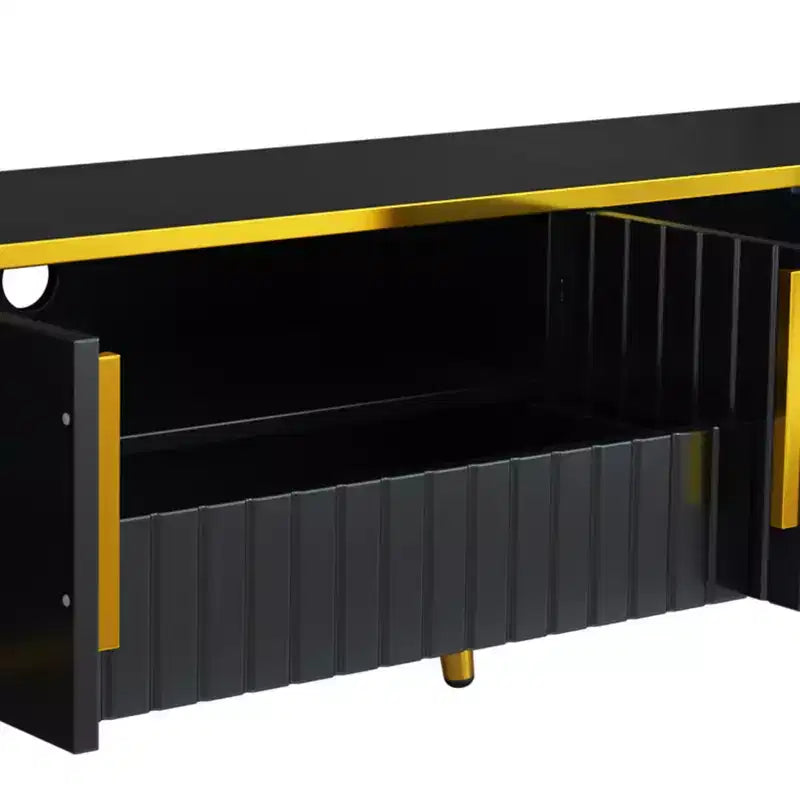 Meuble TV minimaliste de 78,8 po avec étagère de rangement ouverte pour téléviseurs jusqu'à 85 po, console multimédia pratique avec un tiroir et 2 armoires