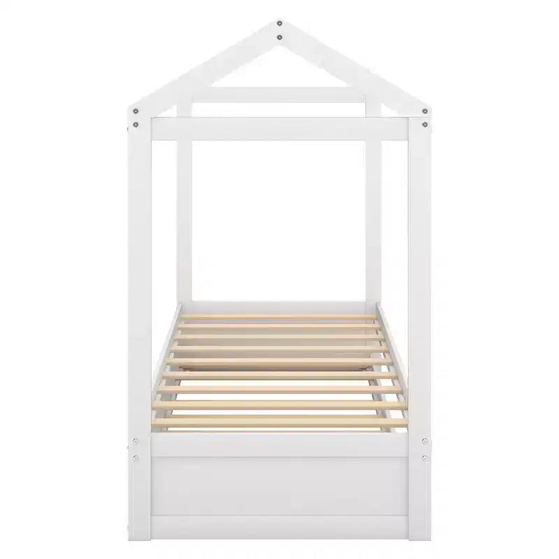 Cadre de lit double en bois avec lit gigogne double, facile à monter, sommier plateforme, support de matelas à lattes